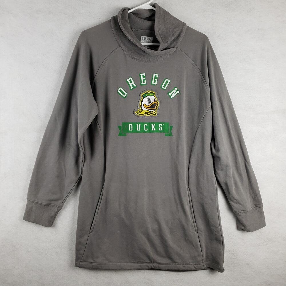 Box Seat Clothing Women's XL Oregon Ducks‎ Funnel Neck Pullover Sweatshirt Gray